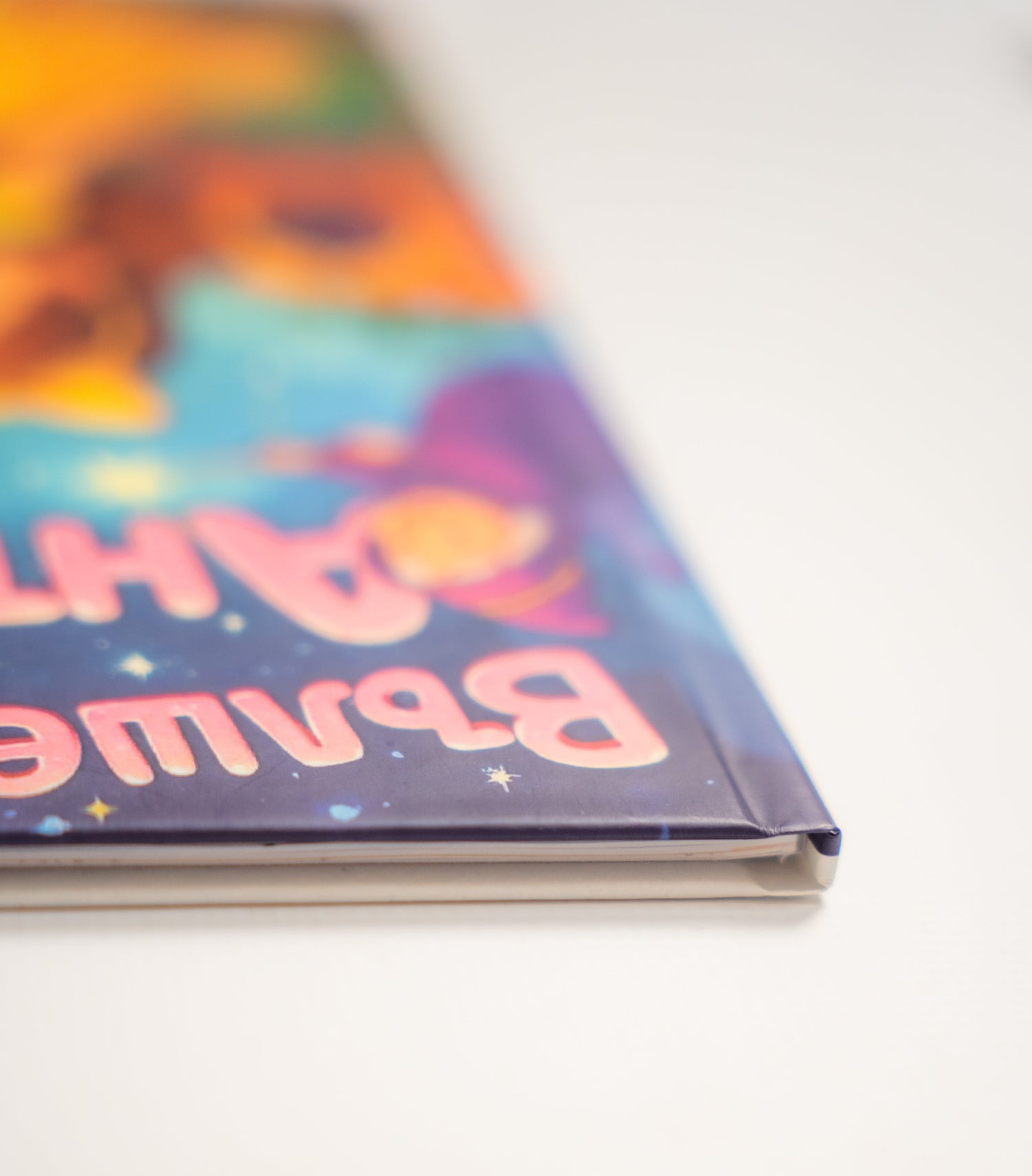 Colorful book or magazine with visible text on a white background