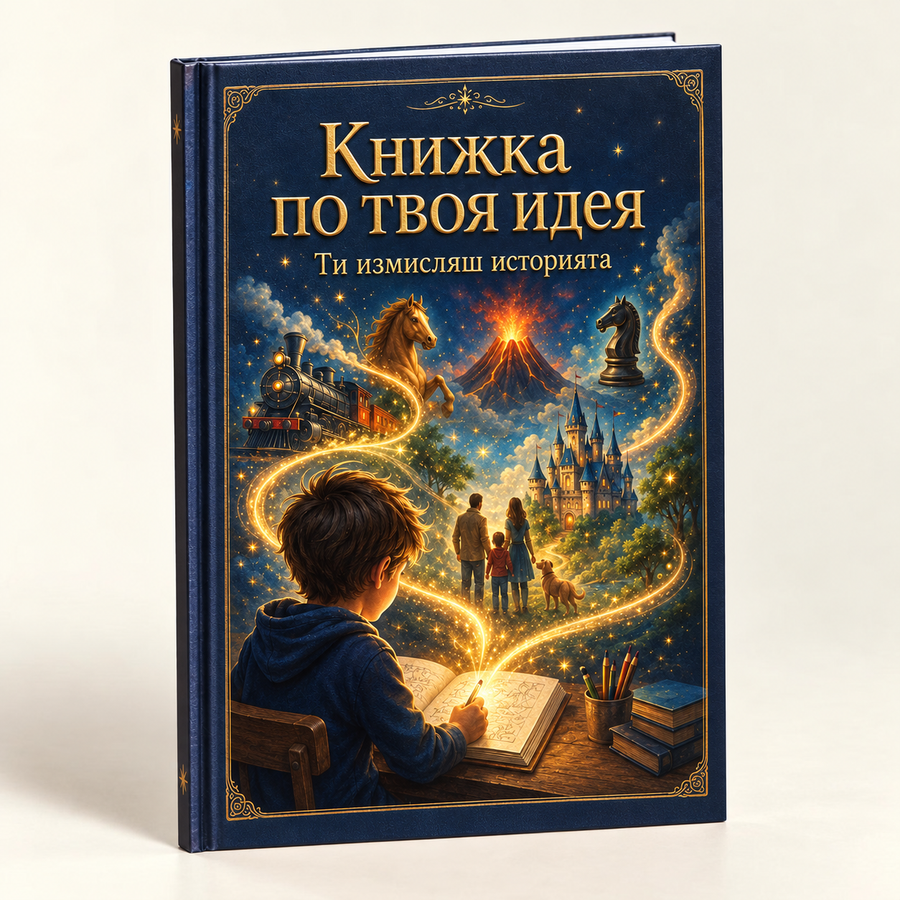 Книжка по твоя идея — продуктова визуализация с твърди корици